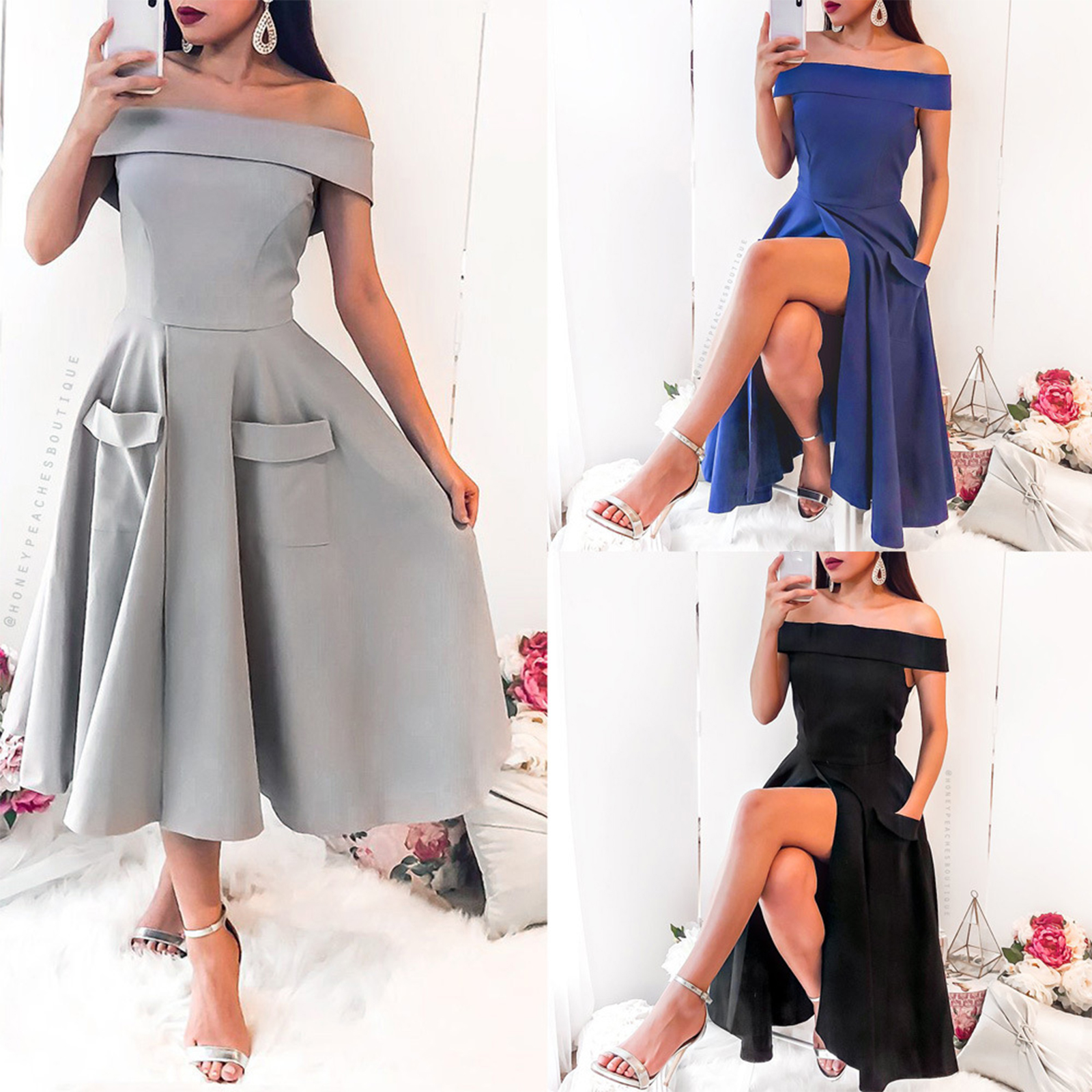 off shoulder collar dress