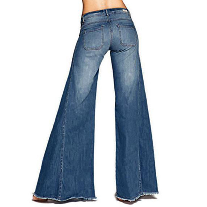Women Skinny Flare Denim Jeans Retro Bell Bottom Stretch Pants Trousers DSP